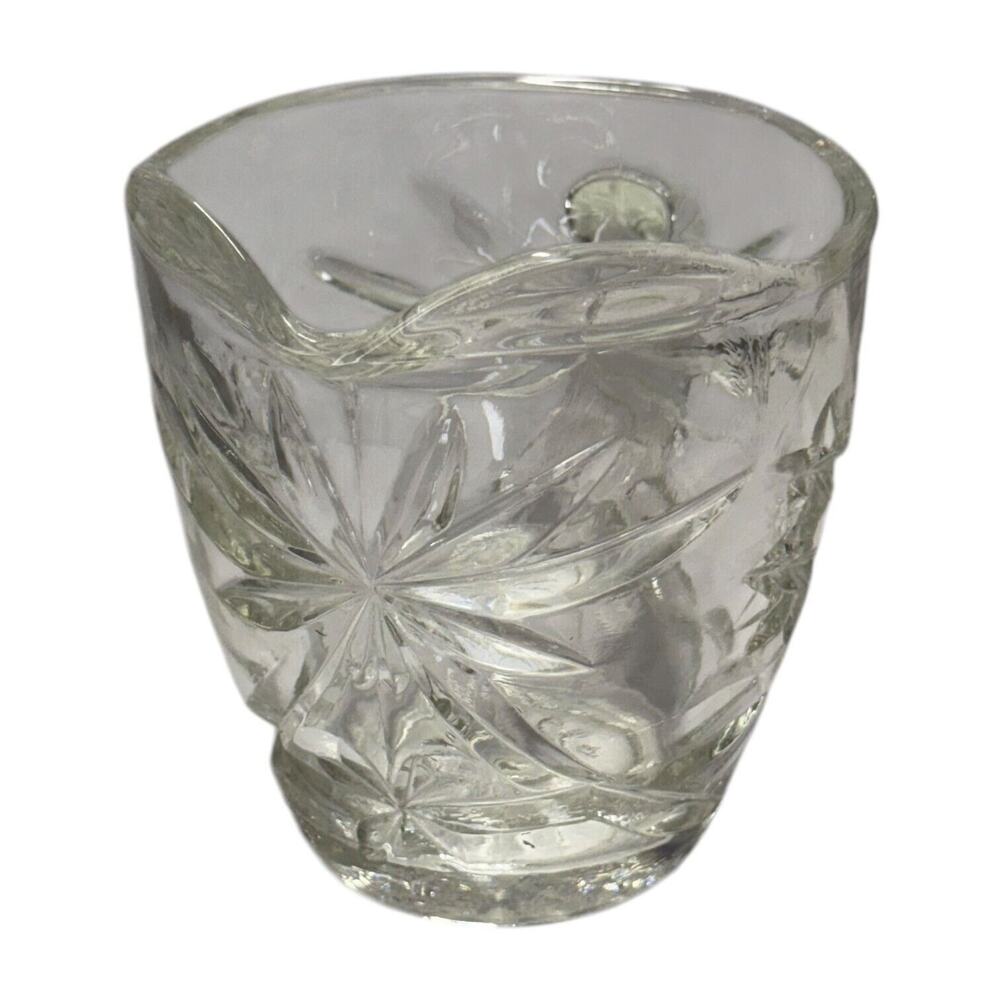 Vintage Anchor Hocking Prescut Clear Glass Creamer Pitcher EAPC Star of David - Picture 5 of 6